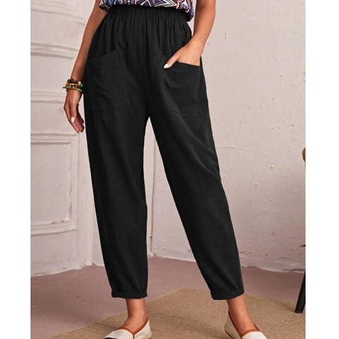 Women's Cotton Linen Elastic-waist Casual Pants