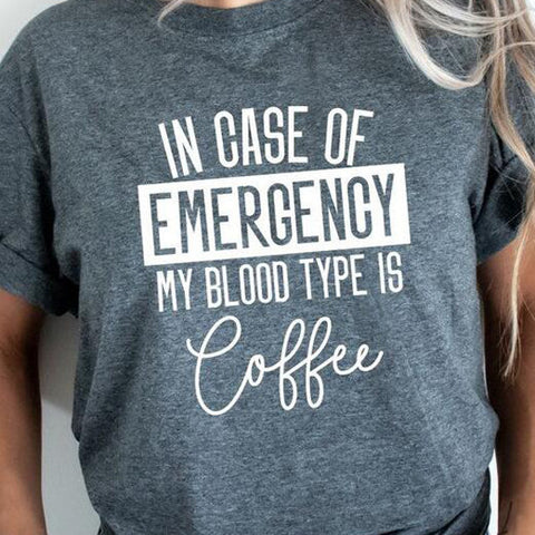 Blood Type Is Coffee 3D Digital Printing Casual Round Neck Short Sleeve Top