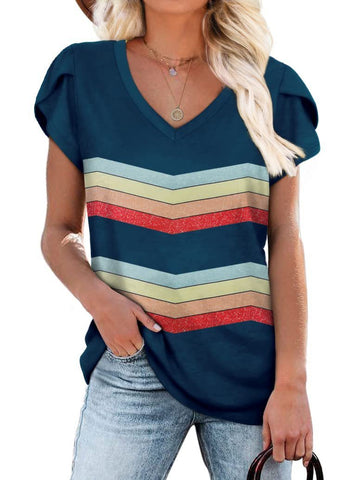 Multi Pattern V-neck Women's Top