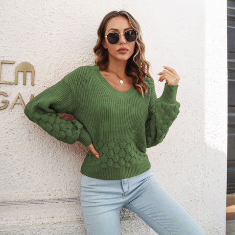 Three-dimensional Feather Loose Autumn And Winter Lantern Sleeve Sweater