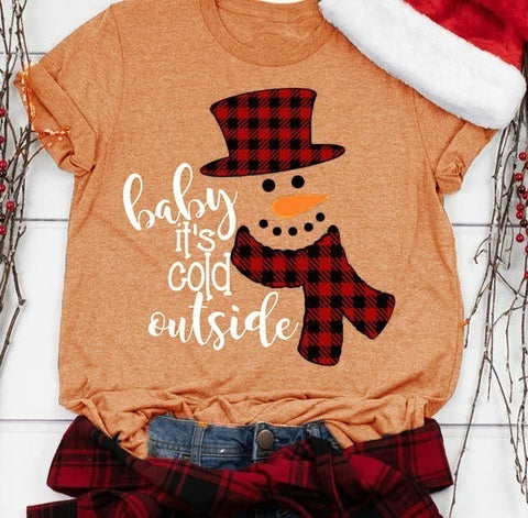 Baby It's Cold Outside Santa Snowman ChristmasT-shirt