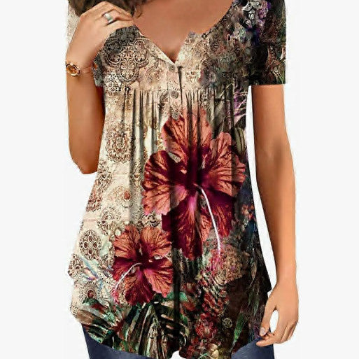 Women's Multi Design Short Sleeve Top