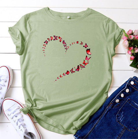 Love Butterfly Cotton Short Sleeve Top