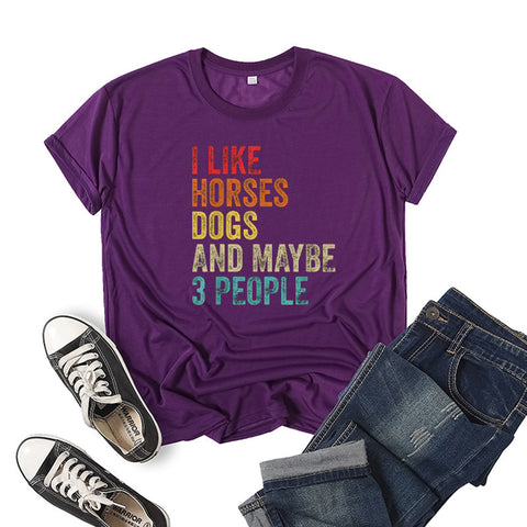 I Like Horses Short Sleeve Crew Neck Top