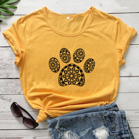 Patterned Animal Footprint Short-Sleeve Top