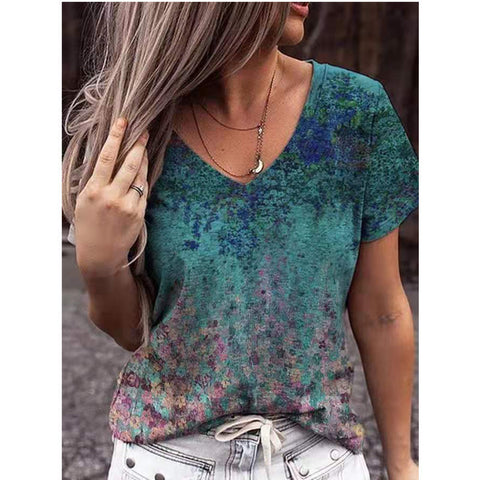 Floral Print V-neck Top