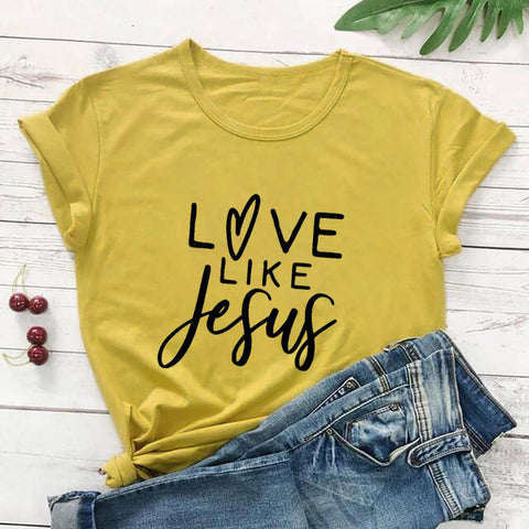 Love Like Jesus Women's Round Neck Short Sleeve T-Shirt Top