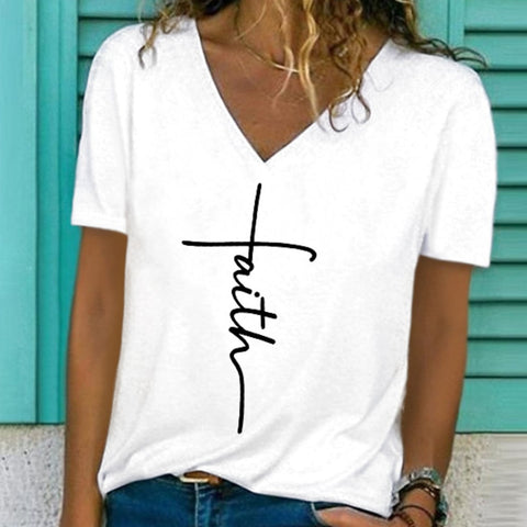 Faith V-neck Printed Top