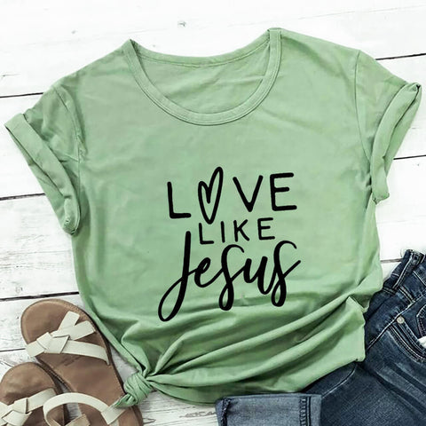 Love Like Jesus Women's Round Neck Short Sleeve T-Shirt Top