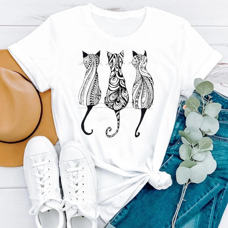 Ladies Cat Graphic T-shirt