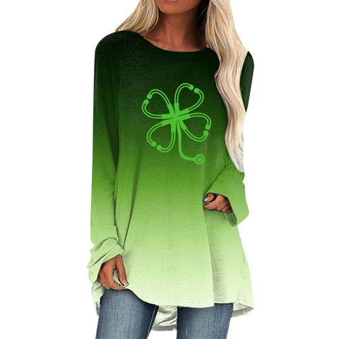 Women's Gradient Round Neck Long Sleeved Top