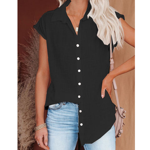 Women's Solid Color Single Breasted Shirt