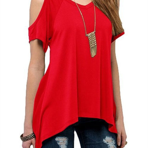 Peek a Boo Shoulder Solid Color Tunic Top