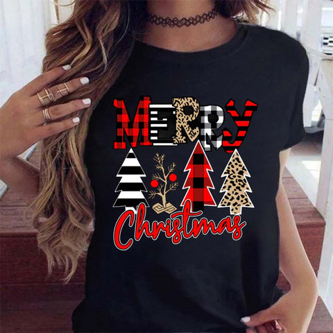 Christmas Multi Design Short Sleeve Tops