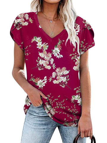 Multi Pattern V-neck Women's Top