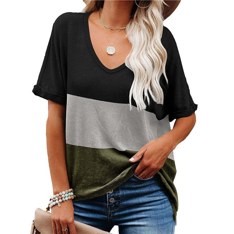 Fashionable Women's Color Matching Pullover Top