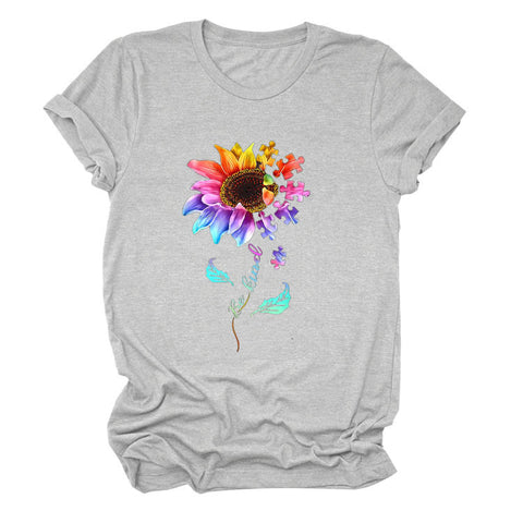 Colorful Be Kind Flower Puzzle Pieces T-Shirt