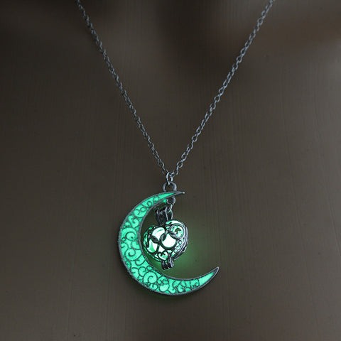 Glowing Pendant Necklaces Silver Plated Chain