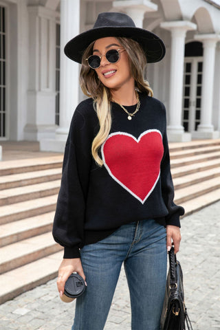 Round Neck Love Heart Sweater