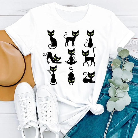 Ladies Cat Graphic T-shirt