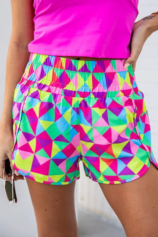 High Waist Slimming Graphic Shorts