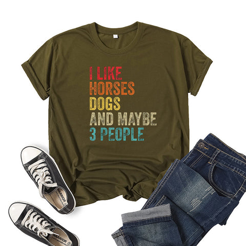 I Like Horses Short Sleeve Crew Neck Top