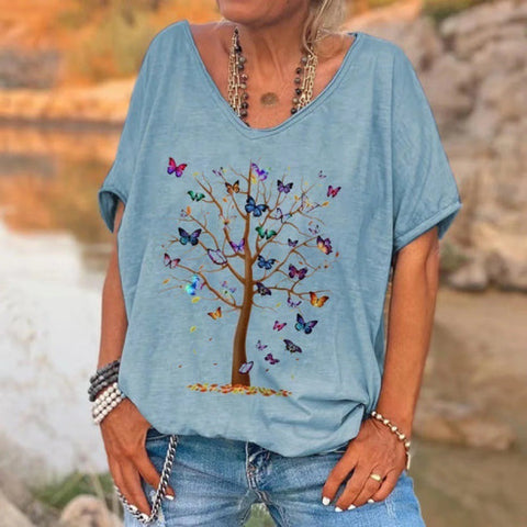 Inspirational Fashion V-neck Printed Top