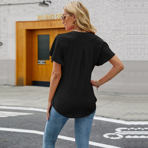 V Neck Flying Sleeve T Shirt Top