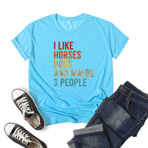 I Like Horses Short Sleeve Crew Neck Top