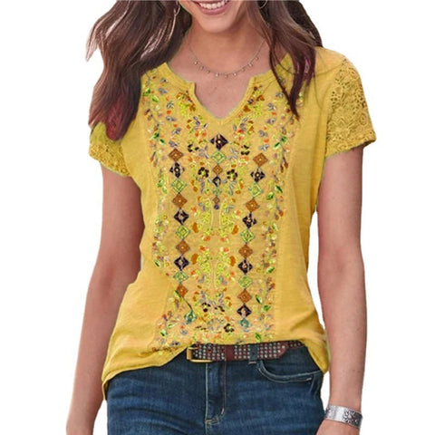 Retro Style Short Sleeve Top