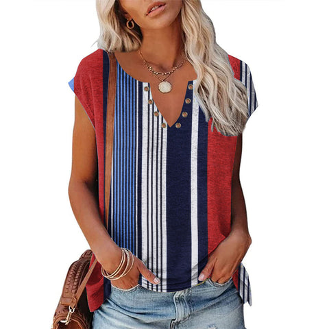 Multi Printed V-neck Women's Top