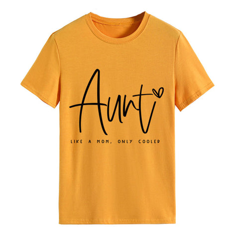 AUNT LIKE A MOM Round Neck Loose Short Sleeve T-shirt